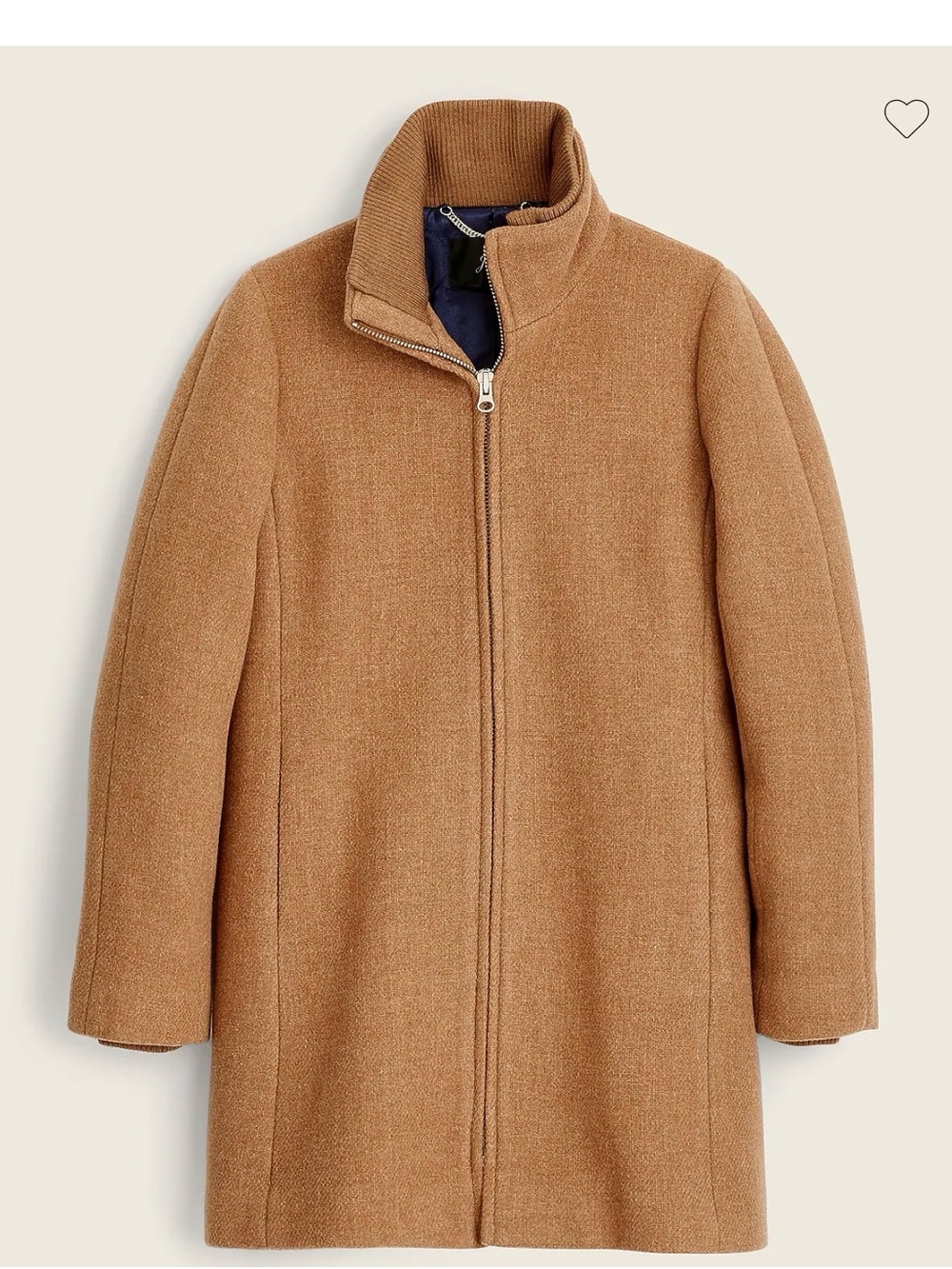 J. Crew Camel Wool Zip-Front Pea Coat